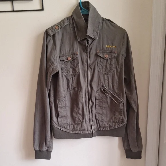 Billabong Olive Green Military Utility Jacket Full Zip Cargo Pockets Medium - Picture 4 of 13